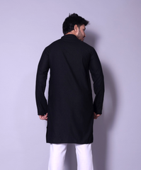 Classic Black Textured Kurta for Men