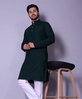 Elegant Dark Green Textured Kurta for Men