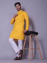 Sunshine Yellow Textured Kurta with White Pajama